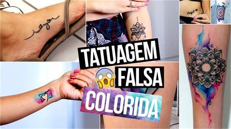 Como Fazer Tatuagem Falsa COLORIDA YouTube