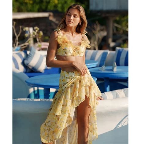 Bikini Con Estampado Floral 3D Traje De Ba O De Realce Y Falda Con Volantes Bikini