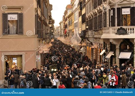 Crowd For Shopping In Via Condotti In Rome Editorial Stock Photo ...