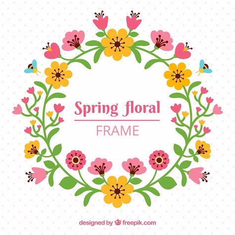 Spring Floral Frame Vector Fd3