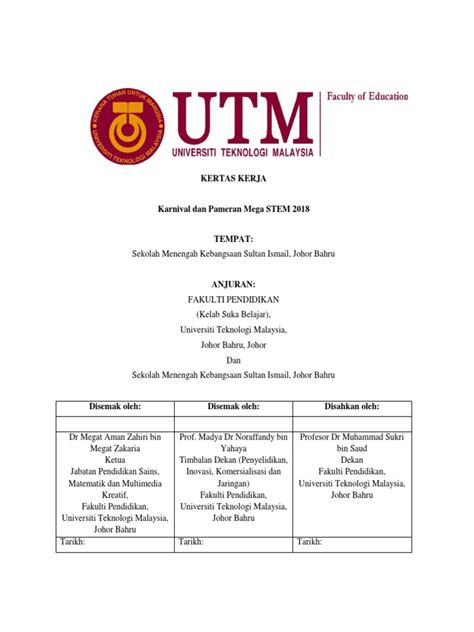 Kertas Kerja Pameran Dan Karnival Mega Stem 2018 Ssi 05 04 18 Pdf