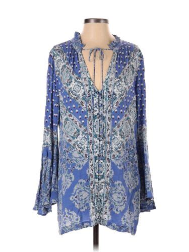 Free People Women Blue Long Sleeve Blouse S Ebay