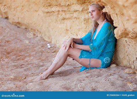 Blonde Girl On The Sand Stock Photo Image Of Pretty 25606564