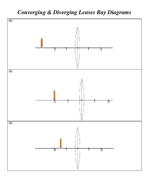 Lens Ray Diagram Worksheet And Calc Converging Diverging Lenses Ray