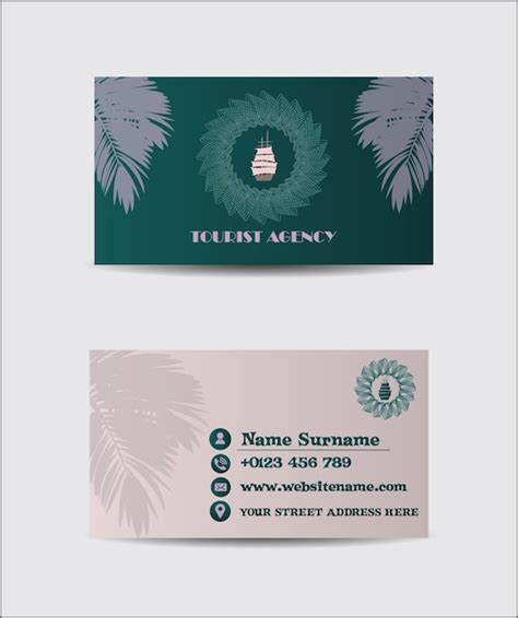 Premium Vector Abstract Travel Agency Business Card Template On Green