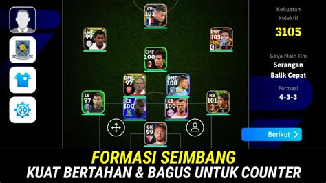 Formasi Cocok Untuk Bermain Bertahan Mengandalkan Counter Efootball