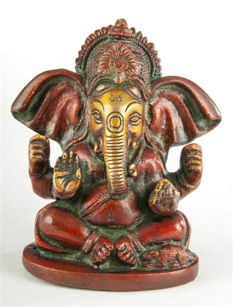 Ganesha Messing Elefant Figur Indischer Schutz Gott Hinduismus Gottheit