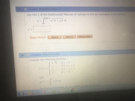 Solved Use Part 1 of the Fundamental Theorem of calculus to | Chegg.com 