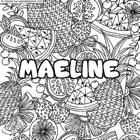 Coloriage Pr Nom Maeline D Cor Mandala Fruits Sans D Passer