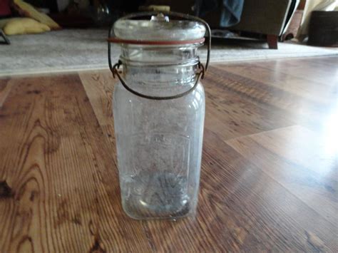 Antique ACME Fruit Jar Square Clear Mason Jar Canning Jar Bail Closure