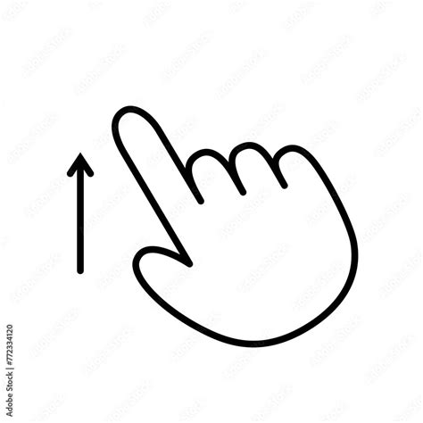 Pointing Hand Swipe Up Gesture Isolated Vector Icon Move Upward Hand