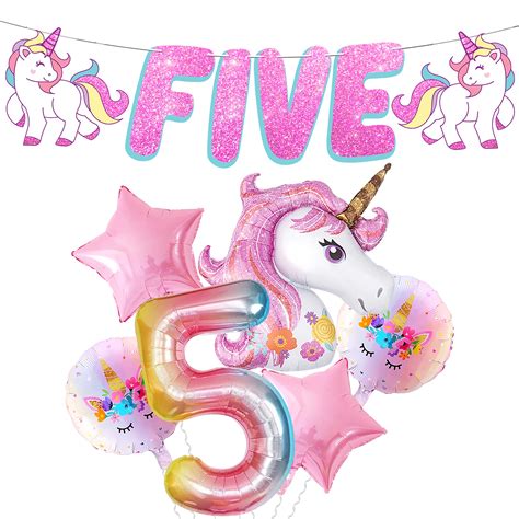 Buy KatchOn 5th Unicorn Birthday Decorations For Girls Glitter Five