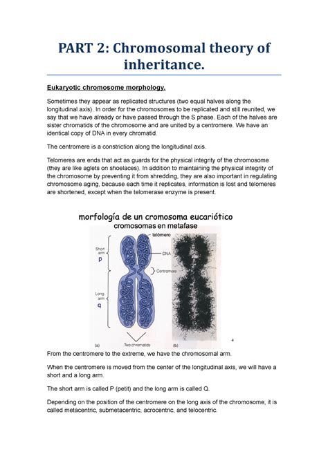 Unit Lecture Notes Part Chromosomal Theory Of Inheritance