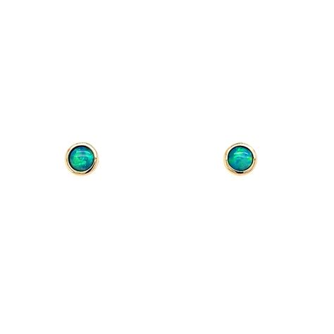 Leon Baker K Yellow Gold And Blue Solid Opal Studs Jewellery Store