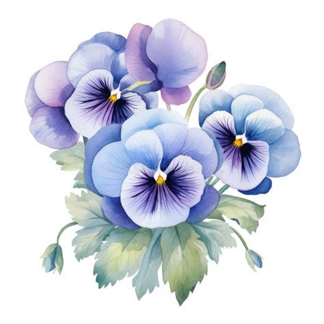 Watercolor With Pansies Stock Illustration Illustration Of