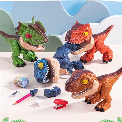 JMKQLZ 5 In 1 Pencil Sharpener Set Dinosaur-Model Toys with Pencil