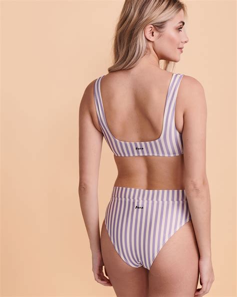 Nana Tofino Genevieve Bralette Bikini Top Lilac Stripes Bikini Village