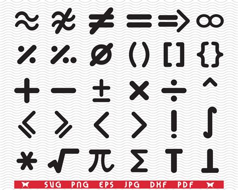 Svg Maths Symbols Black Silhouettes Digital Clipart Files Eps 