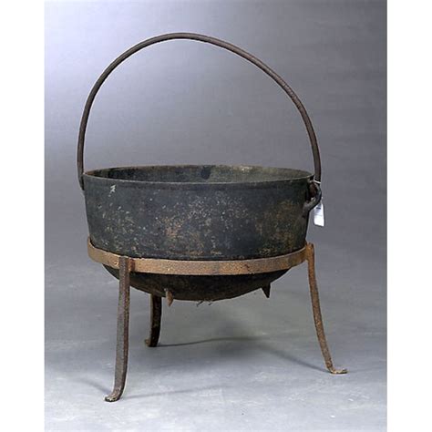 Large Cast Iron Kettle On Stand Cowan S Auction House Cast Iron