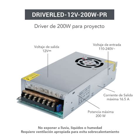 Driver Led 12v 200w Pr S — Driver De 200w Para Tiras De Led Modelo