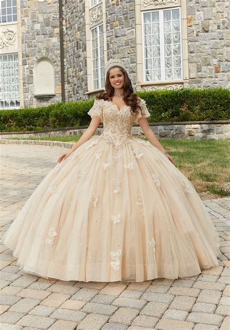 Off Shoulder Lace Quinceanera Dress By Mary S Bridal Mq Champagne