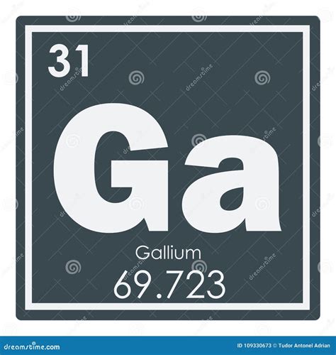 Gallium Ga Chemical Element Sign D Rendering Isolated On White