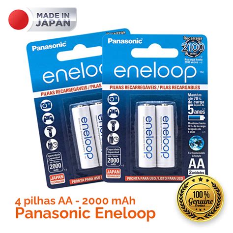 Pilha Recarregável Panasonic Eneloop Aa 2000mah 4 Un