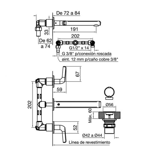 Grifería para Lavatorio de Pared FV Ciprés N2