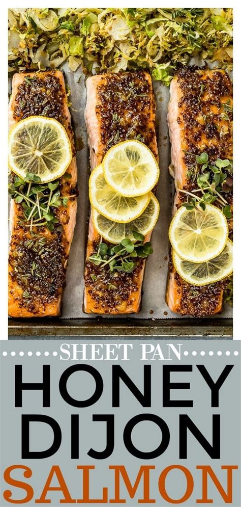 This Sheet Pan Baked Honey Dijon Salmon With Brussels Sprouts Is