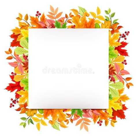 White Card With Colorful Autumn Leaves Vector Eps 10 Stock Vector