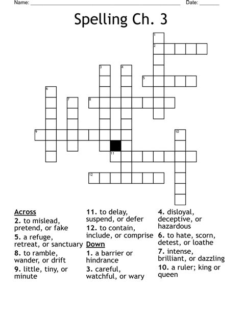 Spelling Ch 3 Crossword WordMint