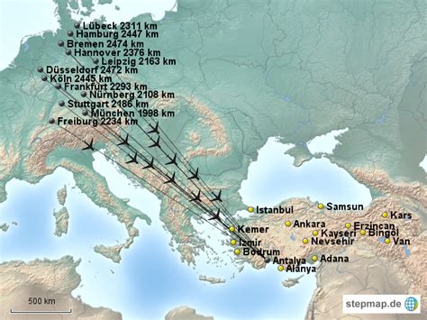 StepMap Flughäfen Landkarte für Deutschland