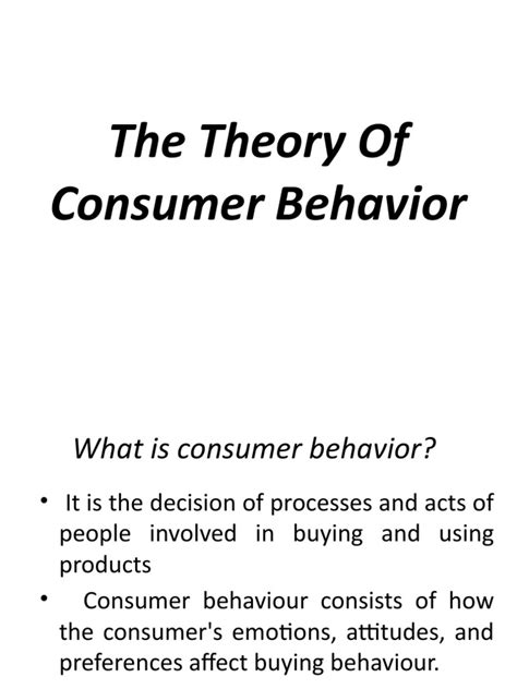 The Theory of Consumer Behavior | PDF | Consumer Behaviour | Behavior