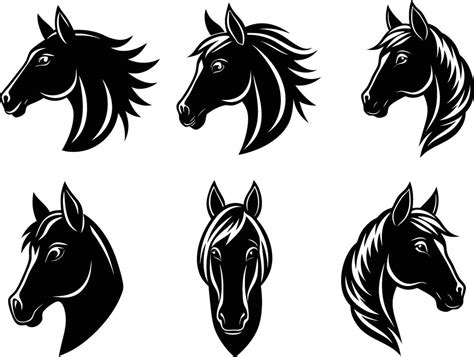 Horse Heads Set Silhouette Illustration 46929766 Vector Art At Vecteezy