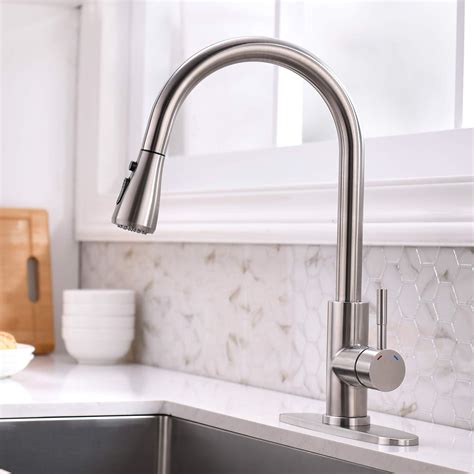 Kann Stainless Steel Single Lever Sink Hot Cold Water Mixer Pull Down Tap Kitchen Sink