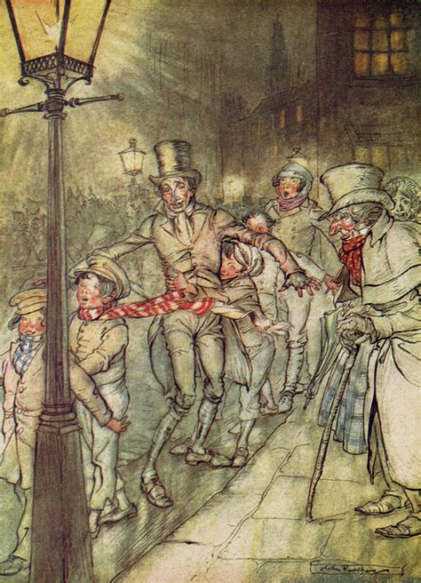 Bob Cratchit Went Down A Slide On Cornhill Drawing By Arthur Rackham