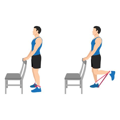 Man Doing Standing Supported Resistance Band Hamstring Curls Exercise