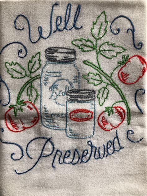 Set Of 7 Hand Embroidered Kitchen Flour Sack Towels W Well Preserved