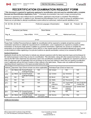 Fillable Online Nrcan Gc Recertification Examination Request Form PDF