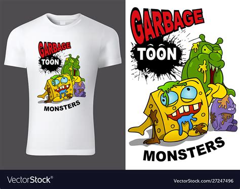 Child t-shirt design with cartoon monsters Vector Image