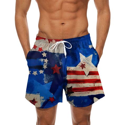 Yuhaotin Mens Swim Trunks With Liner Black Mens Summer Independence