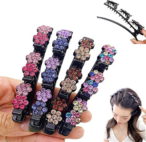 8pcs Three Flower Side Hair Clips Satin Fabric Hair Bands Sectioning Hair Clips Hair Clips For