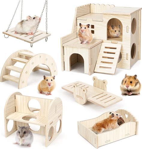 H Lzerne Wippe Hamster Spielzeug Kleintier Spielhaus K Fig Kauen