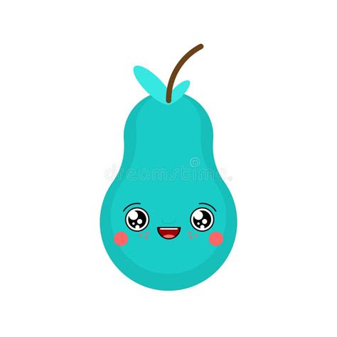 Pear Kawaii Cute Cartoon Funny Fruit Stock Vector Illustration Of