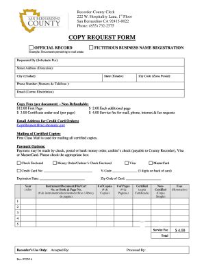 Fillable Online Sbcounty Copy Request Sbcounty Fax Email