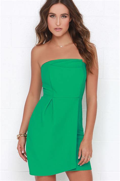 Cute Green Dress Strapless Dress Wrap Dress 42 00 Lulus