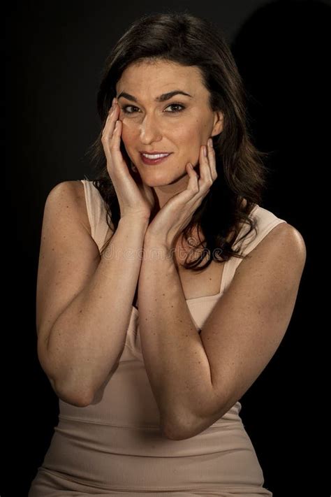 Beautiful Brunette Model Posing In A Studio Environment Stock Image Image Of Peace Makeup