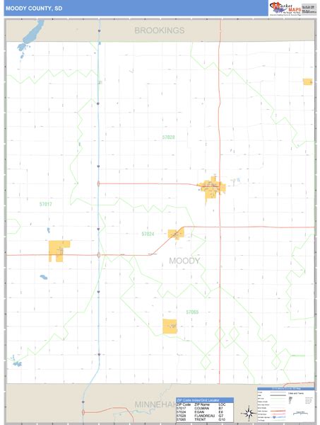 Moody County, South Dakota Zip Code Wall Map | Maps.com.com