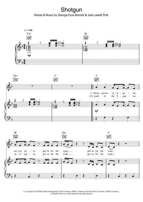 George Ezra Shotgun Sheet Music Piano Notes