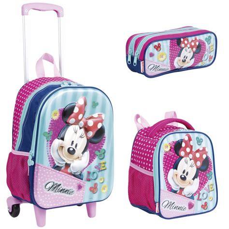 Kit Escolar Minnie X Mochila Rodinhas Lancheira Estojo R Em